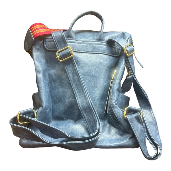 Blue Backpack Purchase Bag Pocketbook - Picture 3 of 4